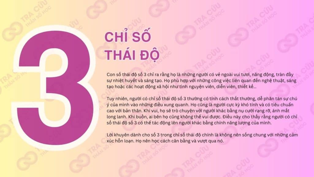 Số thái độ 3 là người nhiệt huyết, hài hước, sáng tạo